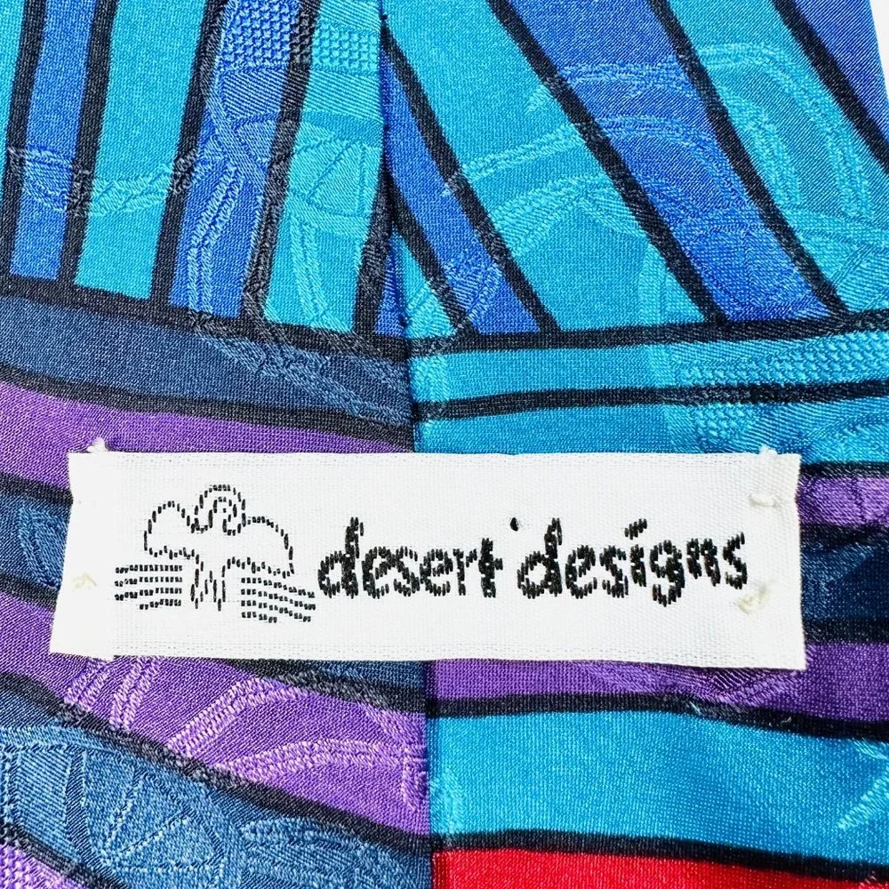 Vintage Desert Designs Italian Silk Art to Wear Necktie